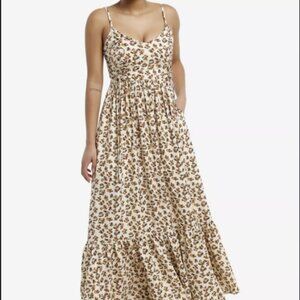 MUSHROOM FLORAL CREAM MAXI DRESS XXL